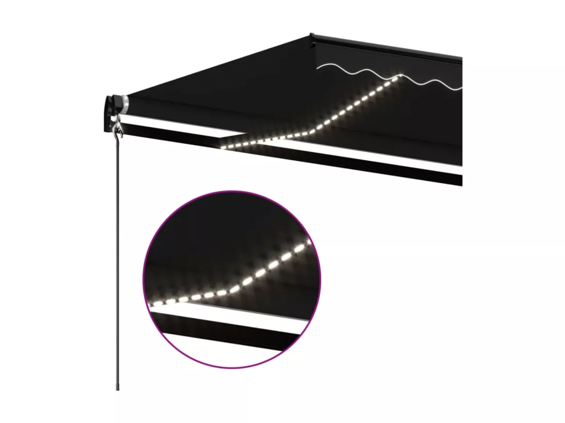 Auvent manuel rétractable avec LED 600x350 cm Anthracite
