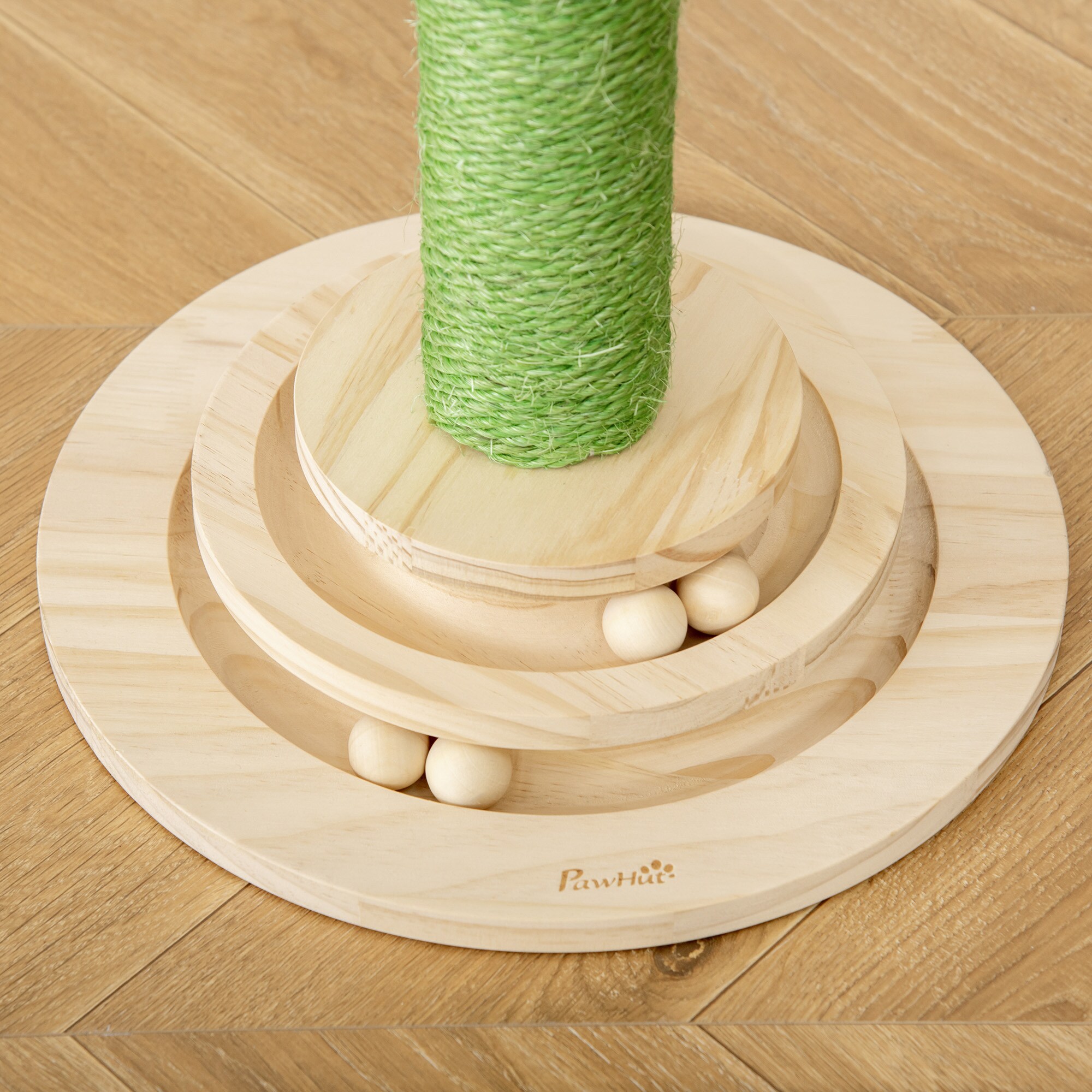 PawHut Kratzbaum mit Holzkugel-Spielzeug bunt 32L x 32B x 60H cm