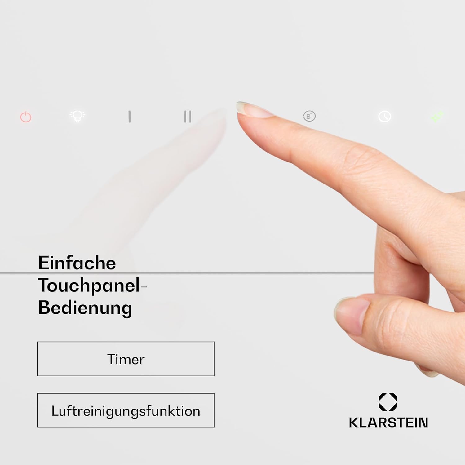 Klarstein SleekAir Dunstabzugshaube - 90 cm Kopffreihaube, 718 m³/h, A++ Energieeffizienz, Touch-Bedienung, LED 2700-6500 K, Weiß, Abluft & Umluft, Leise Eco Home Funktion