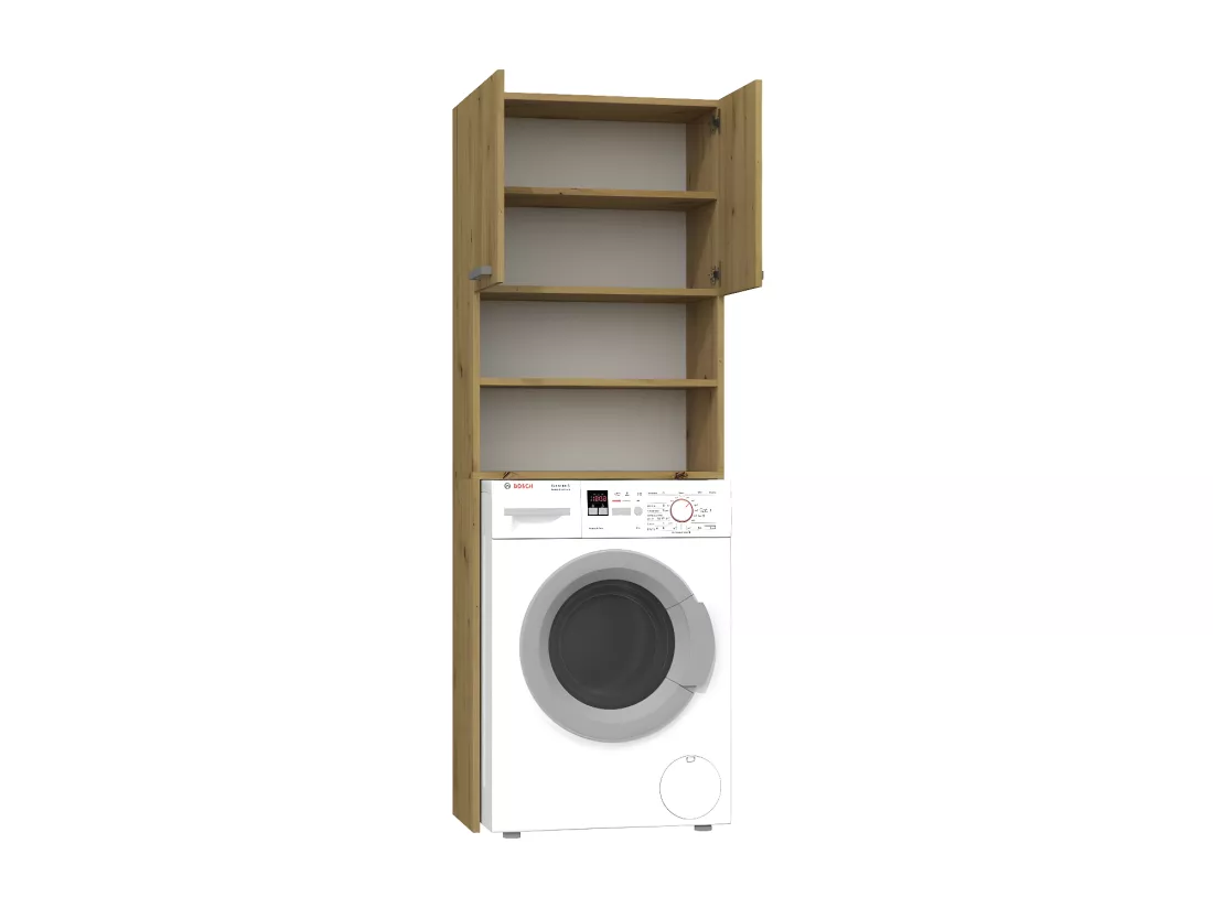 COMO - Meuble pour machine à laver - 64x183x30cm - Rangement espace buanderie lave linge salle de bains - Style moderne
