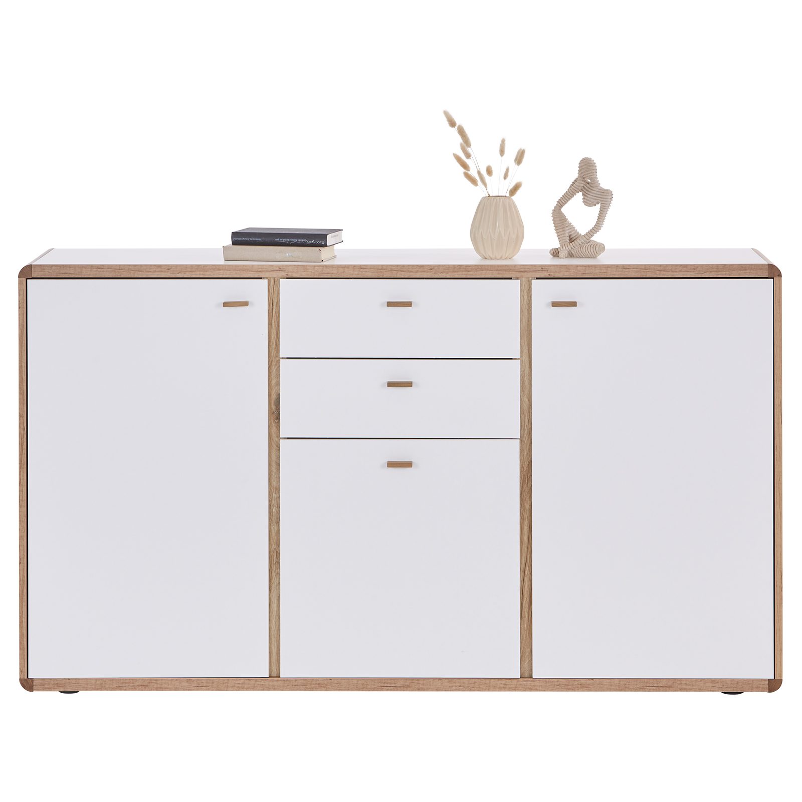 Sideboard - weiß - Flagstaff Eiche - teilmassiv - 158 cm