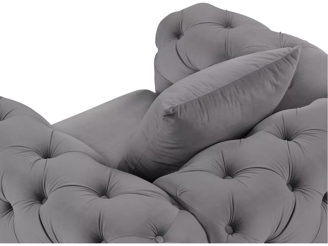 Canapé 3 places et fauteuil en velours anthracite EDWINA