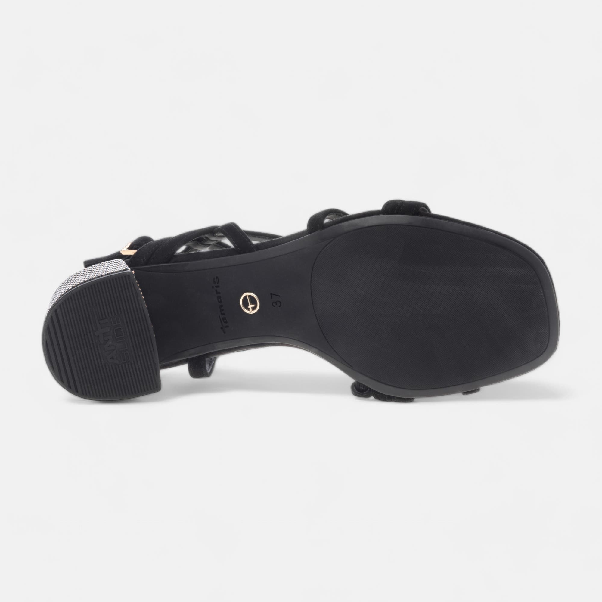 Nu-pieds à talon Femme en cuir noir