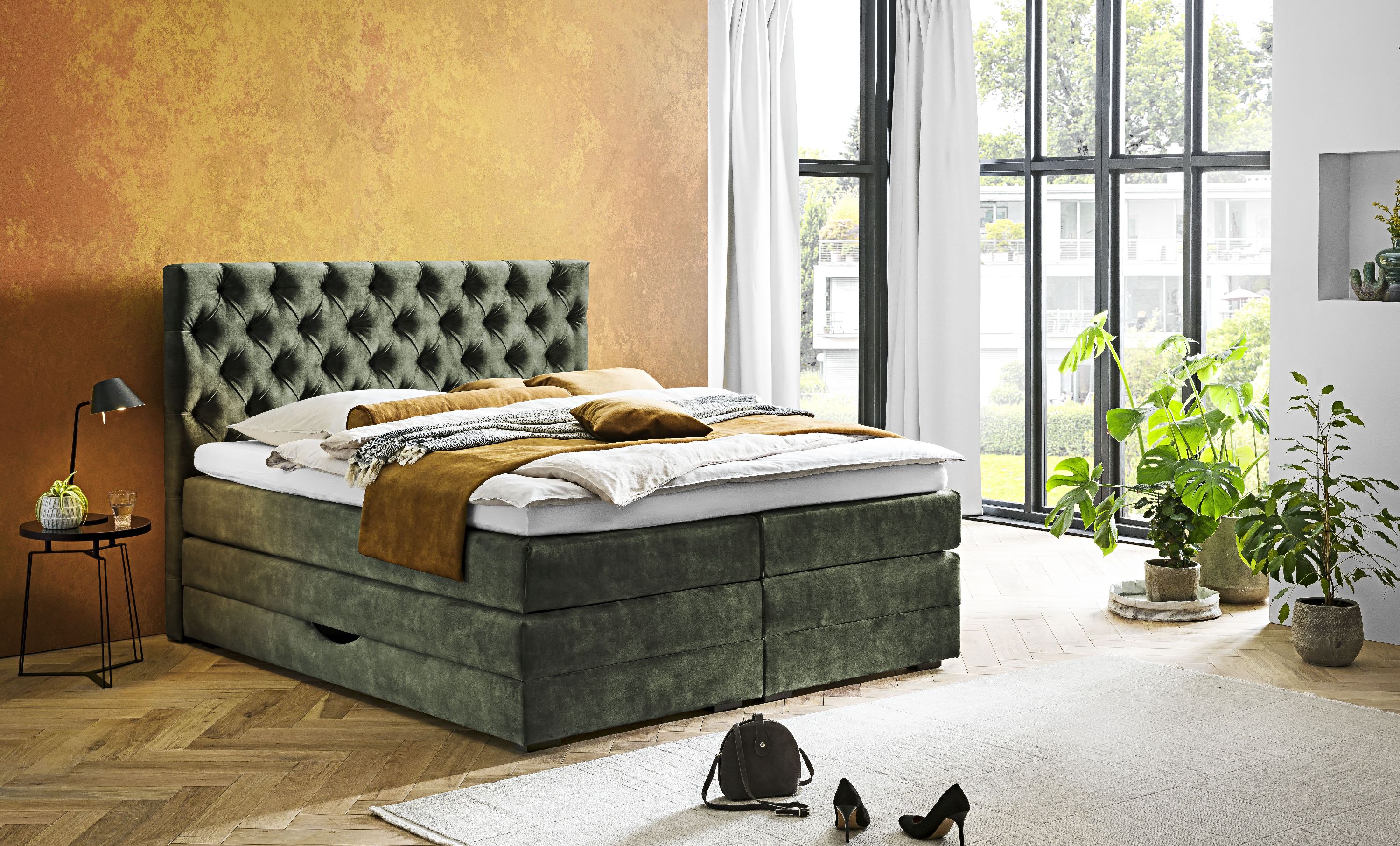 Boxspringbett irisette MONDO BARELL 160X200 H2\/H2 blossom