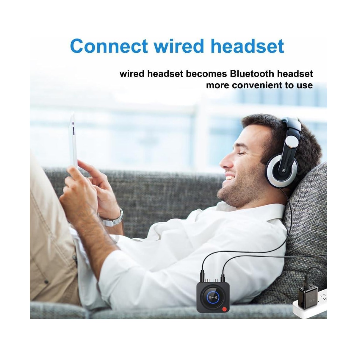 NÖRDIC Bluetooth 5.1-mottaker, med NFC, TF-kortspor, 3,5 mm AUX/RCA, trådløs adapter med lav ventetid for stereoanlegg for streaming av musikk hjemme