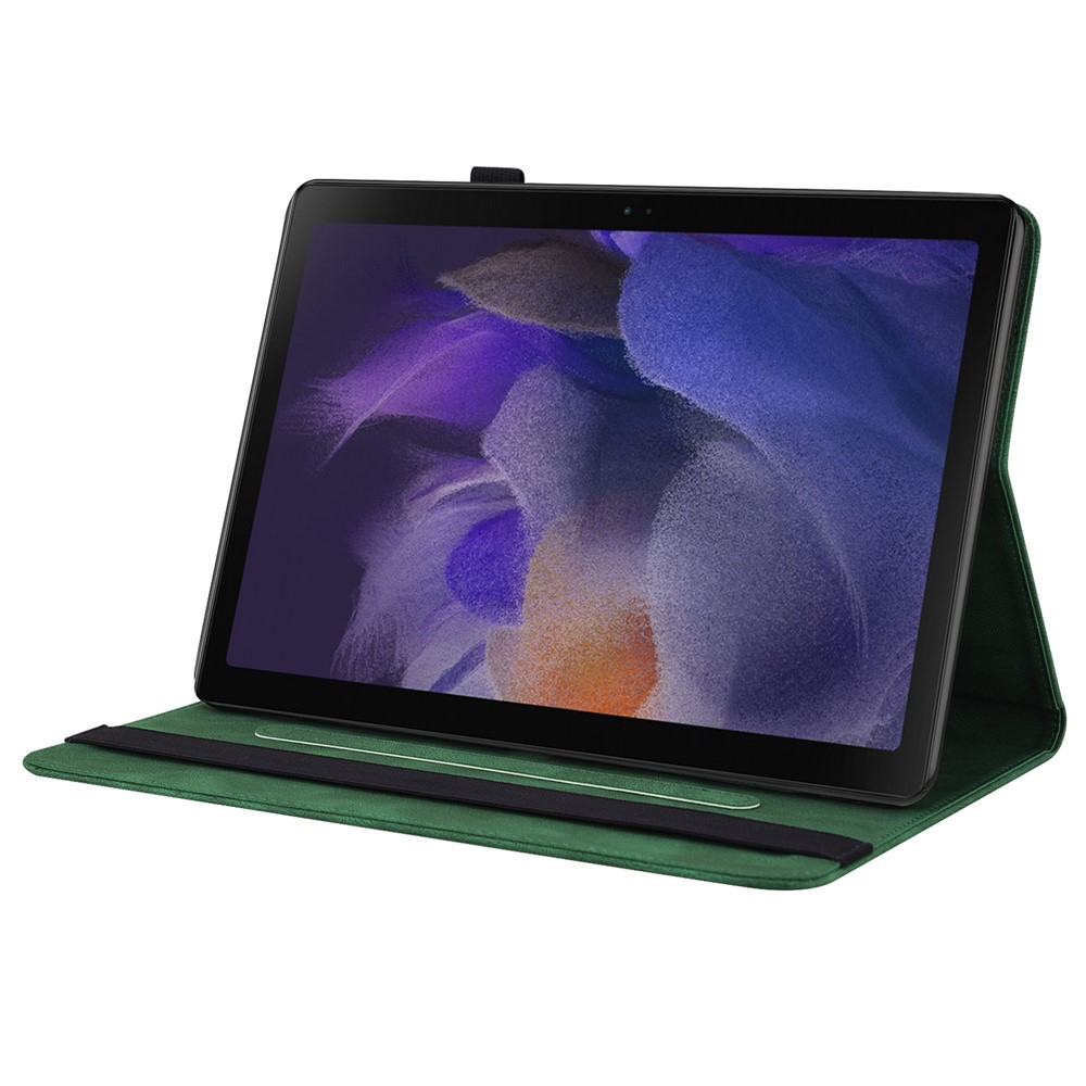 Samsung Galaxy Tab A11  Plus / A9  Plus Leder Tasche Flip Cover Schmetterling Imprint - Grün