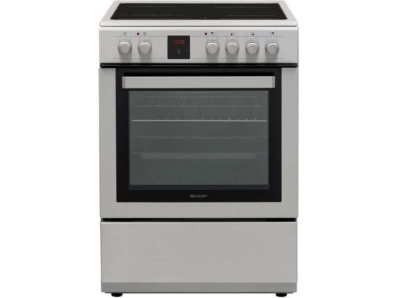 Sharp Standherd KF-76VDD19I-DE Inox Freistehender Herd mit Glaskeramik-Kochfeld