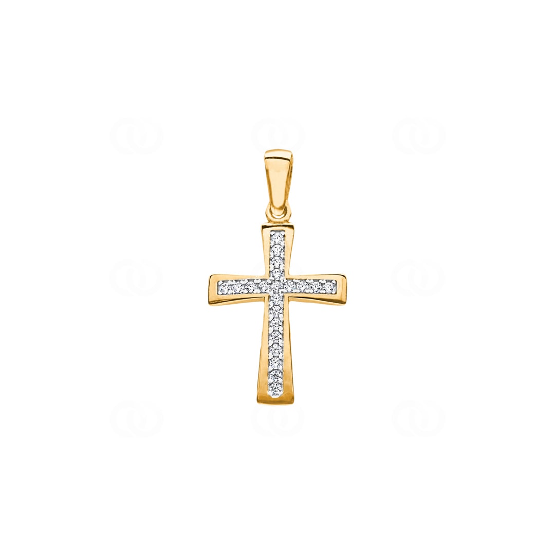 Anhänger 750/18 K Gelbgold Kreuz mit Zirkonia 22 x 14mm