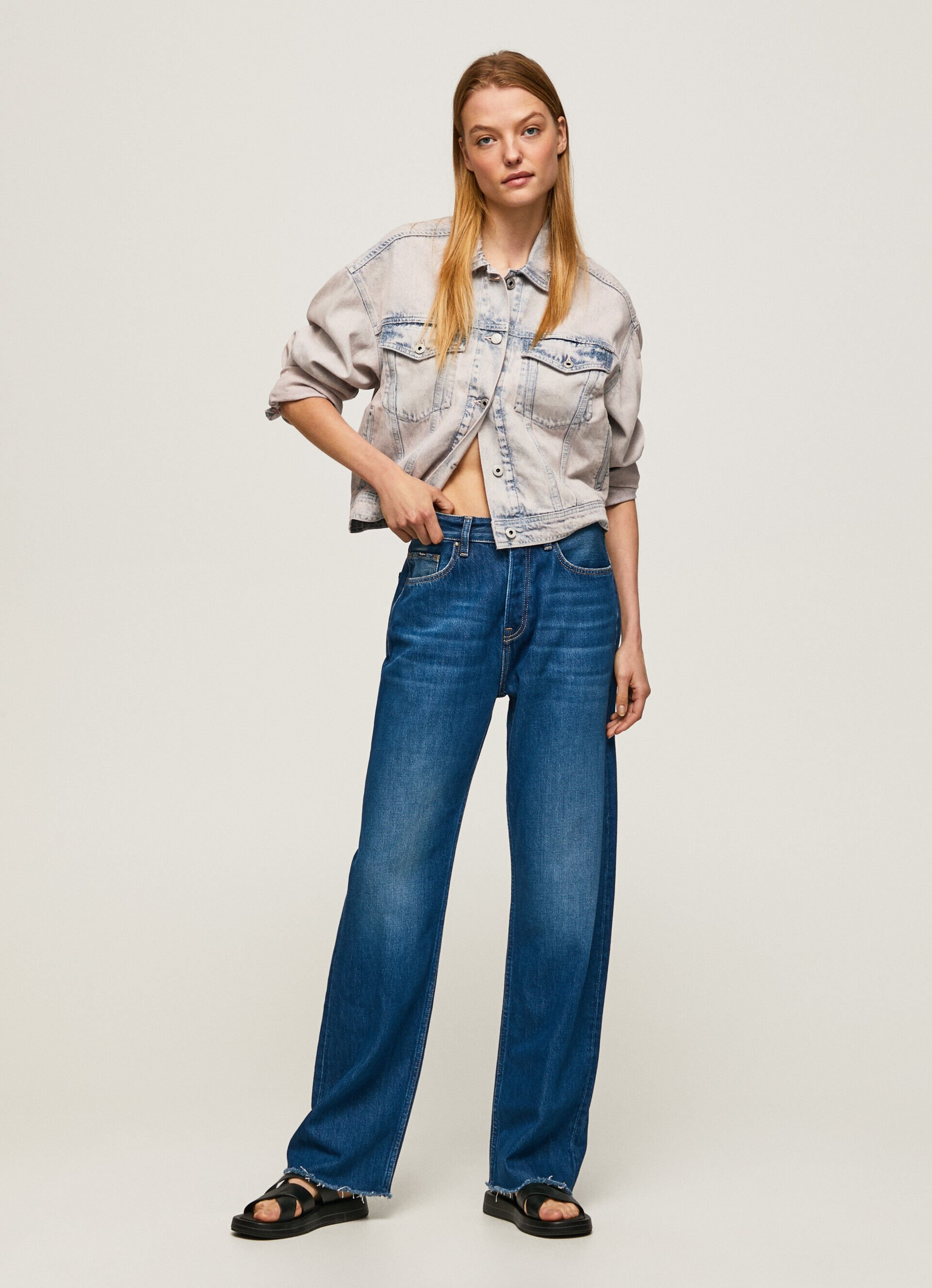 Calça jeans Robyn, corte reto, cintura alta - jeans