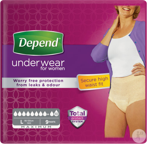 Depend Culottes D'Incontinence Sous-Vêtement Absorbant Maximum Femmes Taille L 9 Pièces