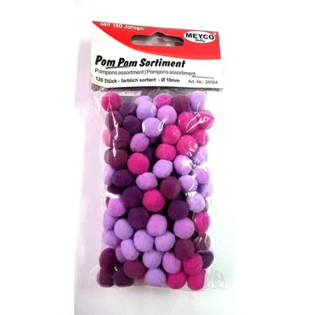 Meyco Pompoms 120 Stück 10 mm pink lila flieder