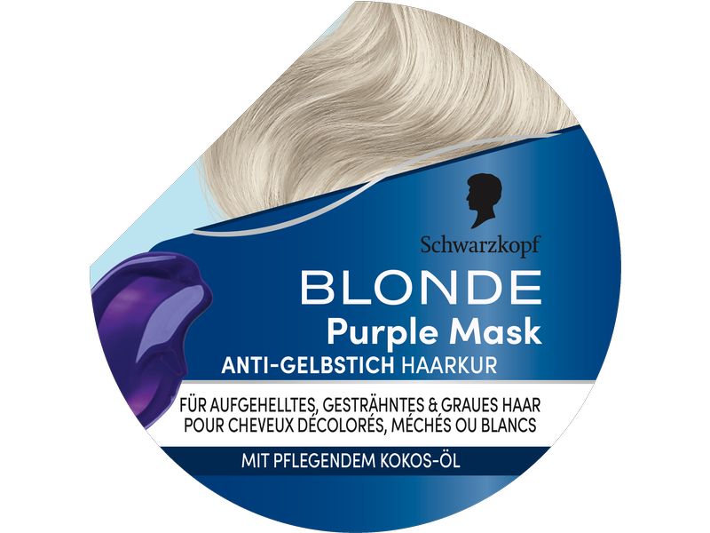 Schwarzkopf Blonde Haarmaske Purple Mask 150 ml Neutralisierende Haarmaske mit Anti-Gelbstich Effekt