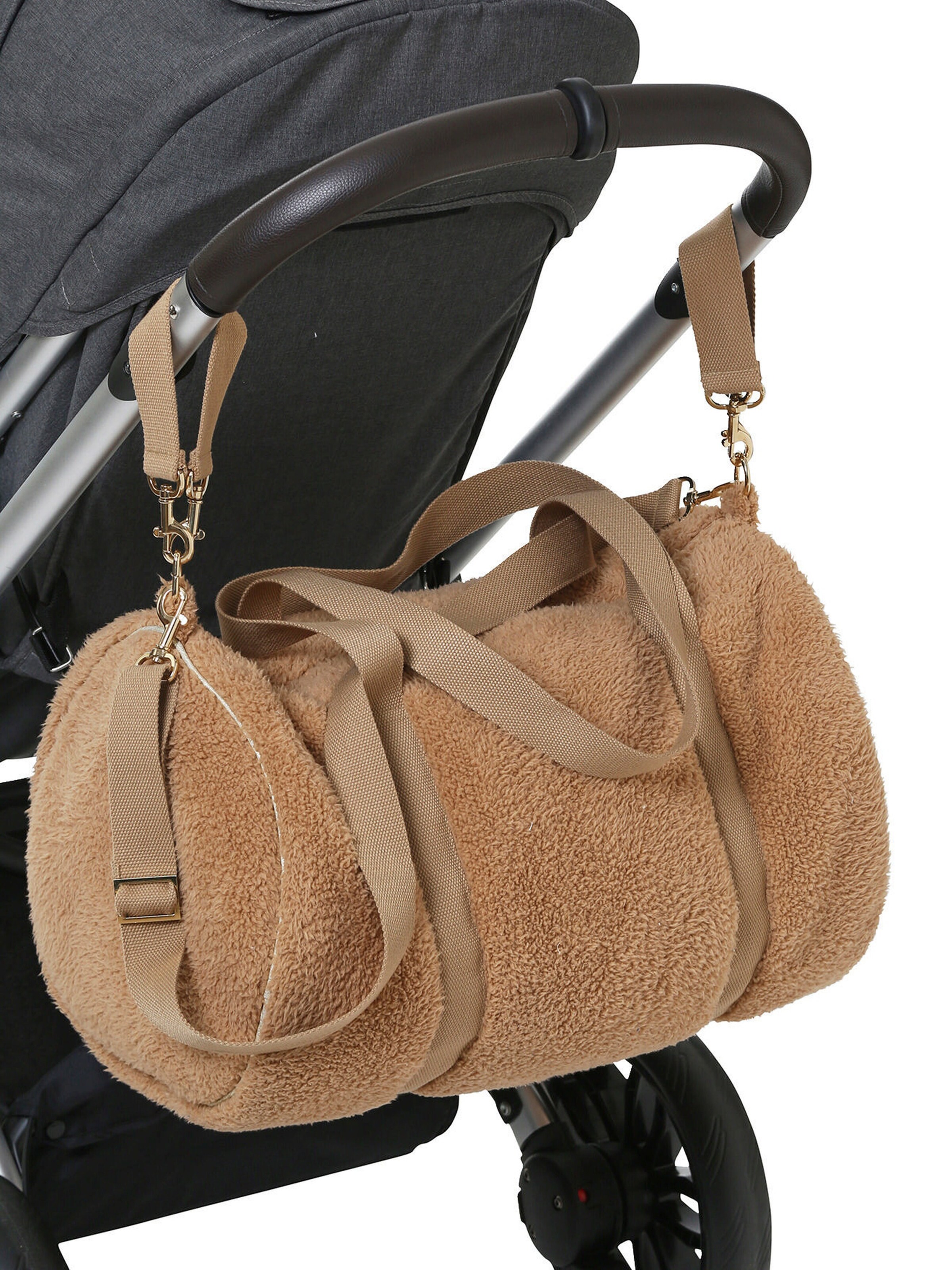 Vertbaudet Wickeltasche BABY ROLL, Fell-Imitat braun/bär