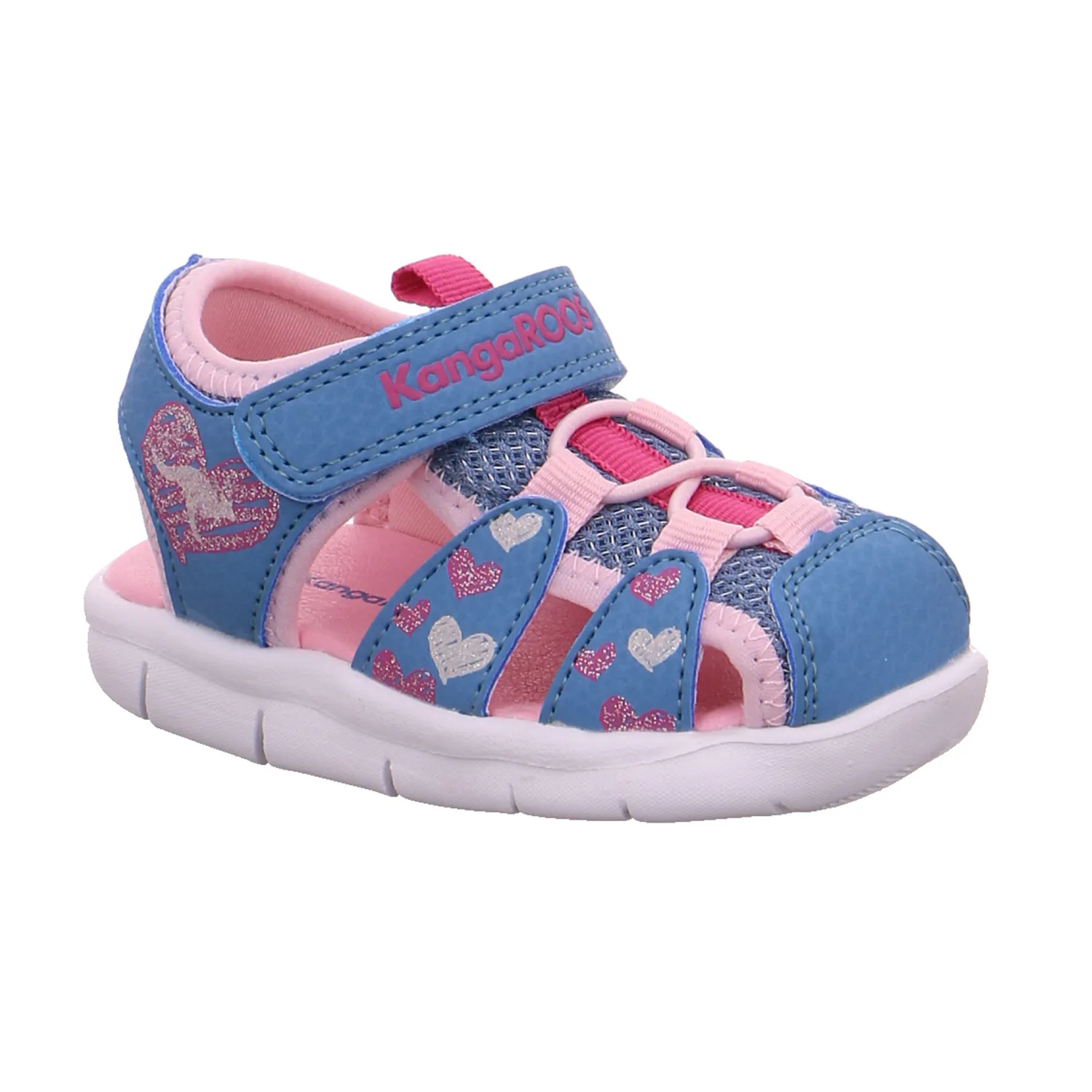 KANGAROOS Baby-Sommer-Bottine Blau Lederimitat  Halboffene Sandale