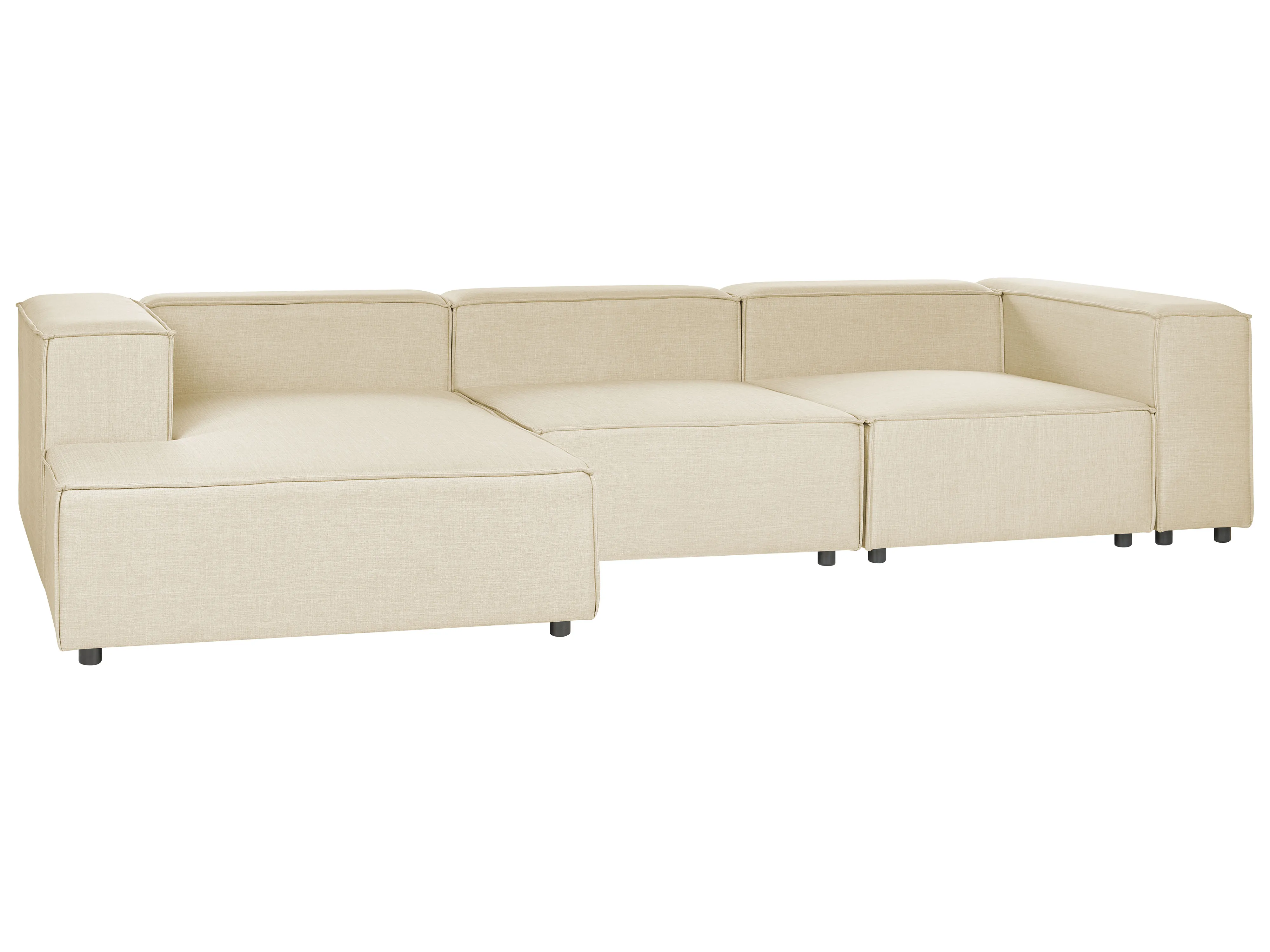 Modulaire hoekbank 3-zits APRICA Kunstlinnen Beige rechtszijdig