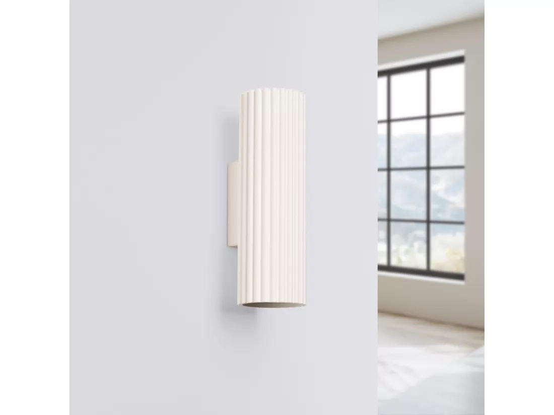 Applique Karbon minimaliste en aluminium - 2 sources lumineuses - L.6,5 x H.20 cm - beige