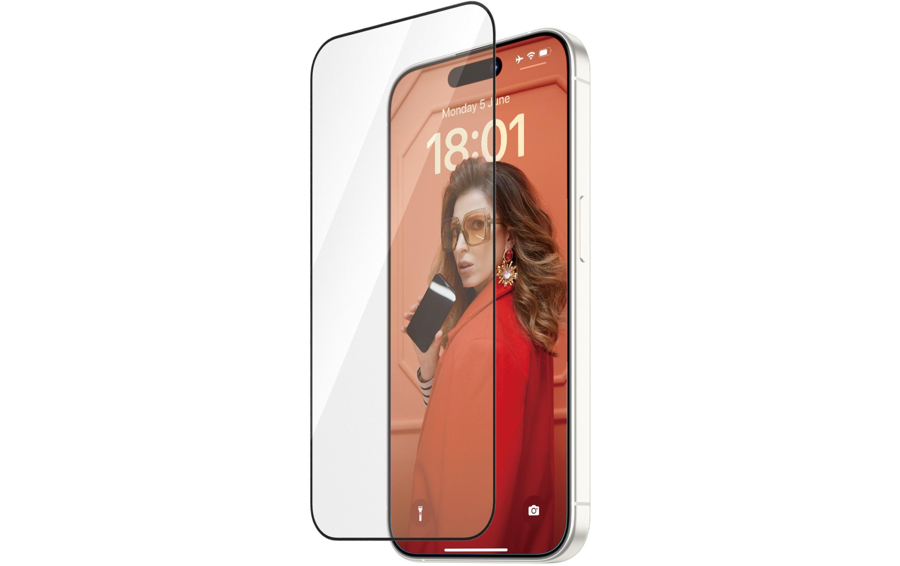 Displayschutz Refresh iPhone 15 ProDisplayschutzfolie mit Applicator und 45% recyceltem Glas für das Apple iPhone 15 Pro