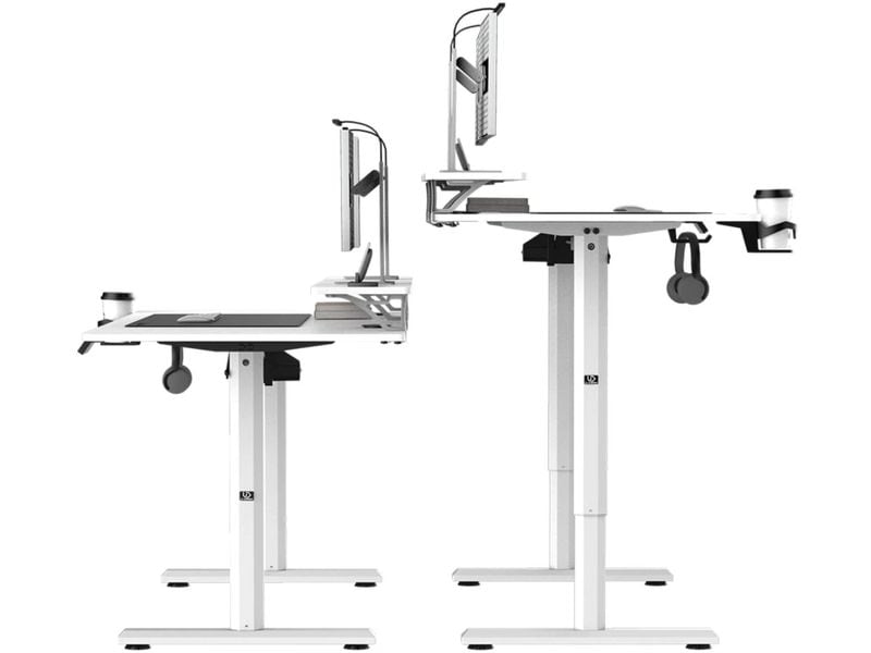 Ultradesk Gaming Tisch Higlander XXL Weiss Stabiler Gaming-Tisch für bis zu zwei Monitore