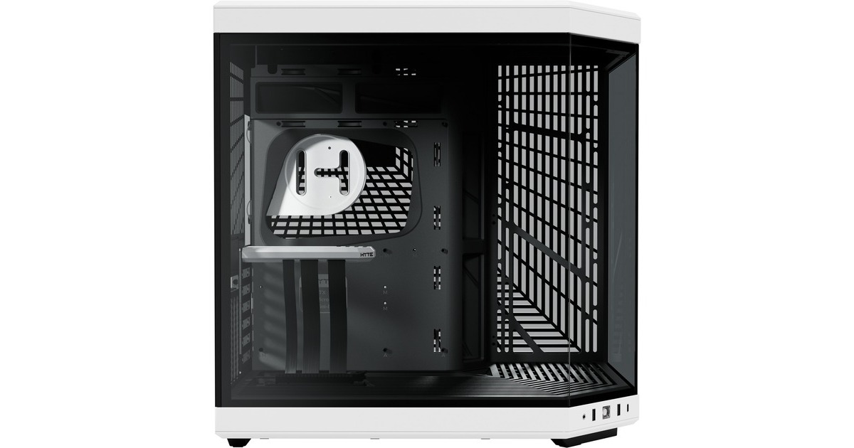 HYTEY70 midi tower behuizing  (Zwart/wit | 2x USB-A | 1x USB-C | Tempered Glass)