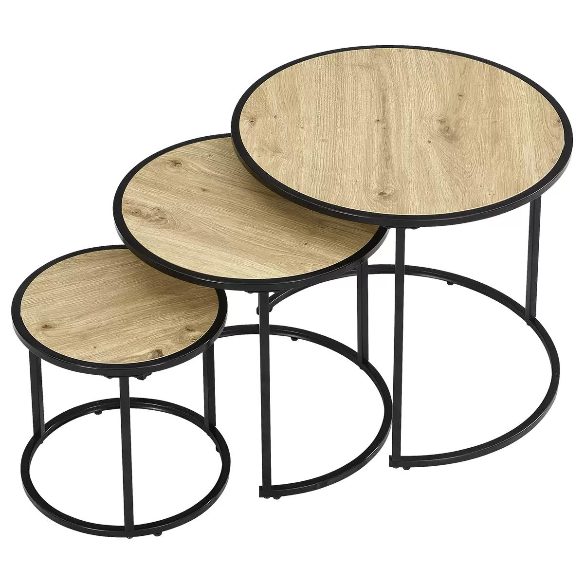Beistelltisch 3er Set Milan III Artisan Eiche,schwarz
