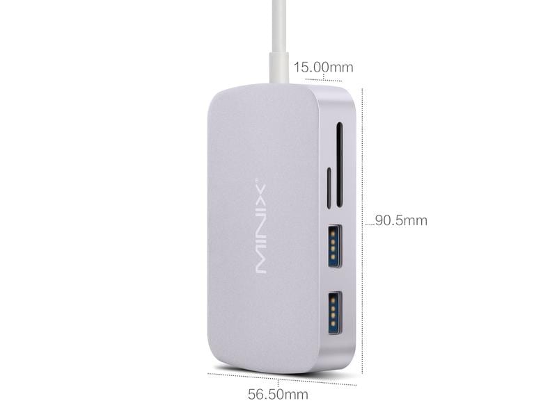 Minix NEO C-GGR Space Grey USB C Multiport Adapter  with Gigabit Ethernet   4K @ 60 Hz HDMI