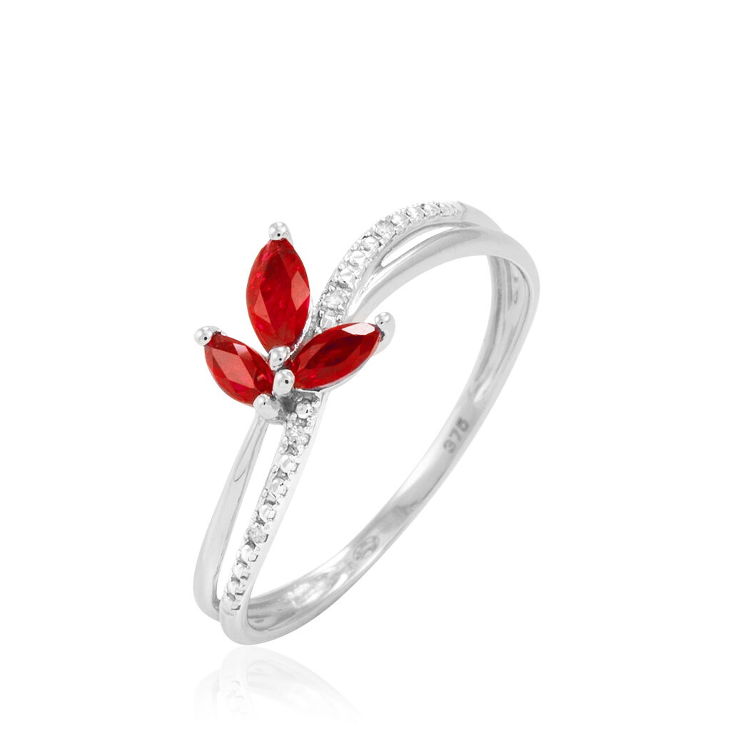 Bague Angie Or Blanc Rubis Et Diamant