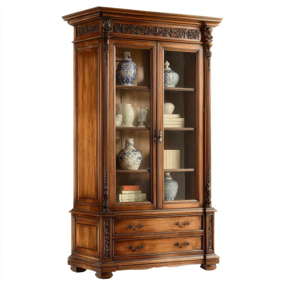 Vitrine Holz 180x90x40 cm – Braun – Klassisches Design