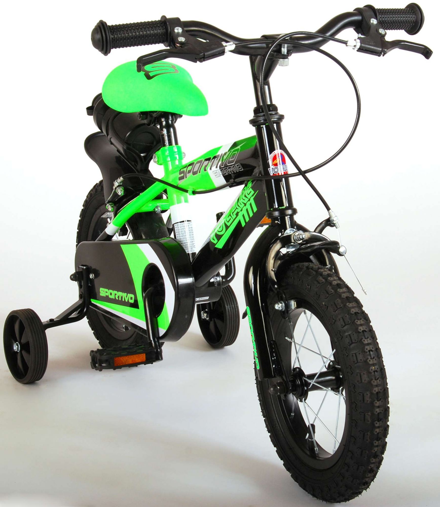 Kinderfahrrad Sportivo für Jungen 12 Zoll Kinderrad Neongrün Schwarz