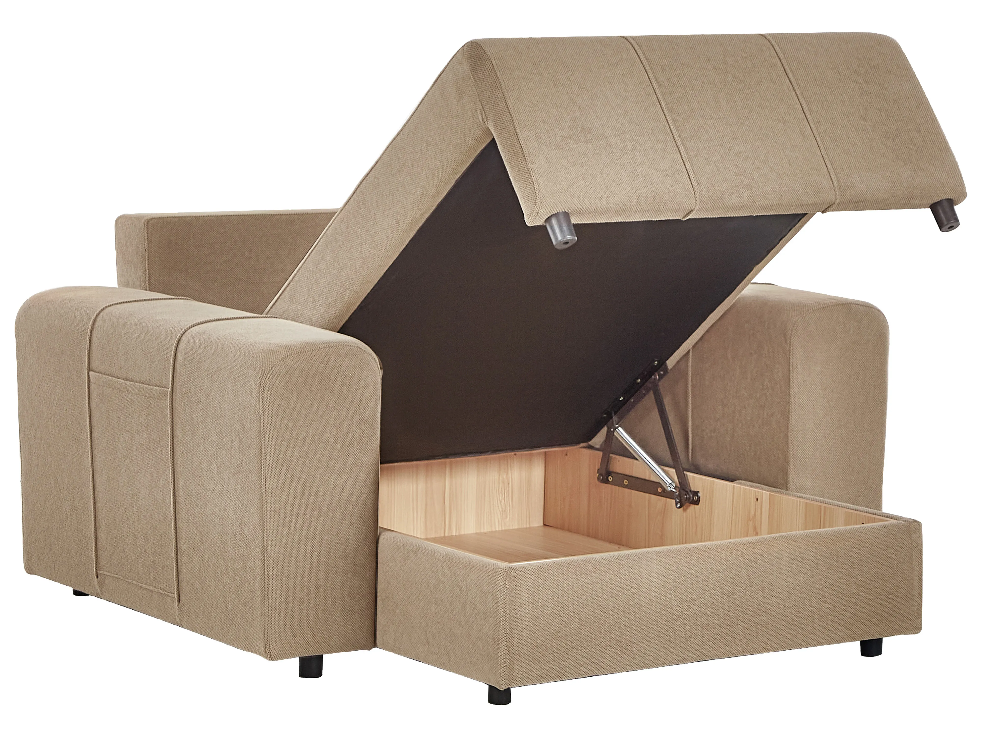 Chaise longue INNVIK Stof Bruin met opbergruimte