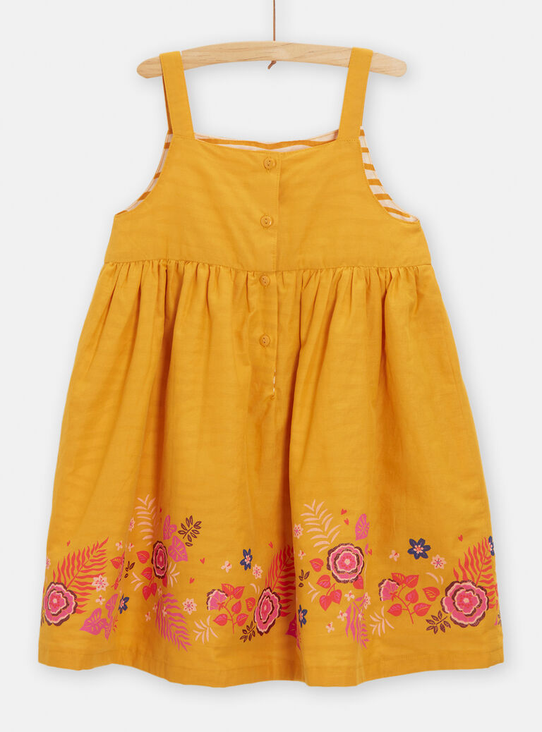 Robe réversible jaune et imprimé animalier pour fille