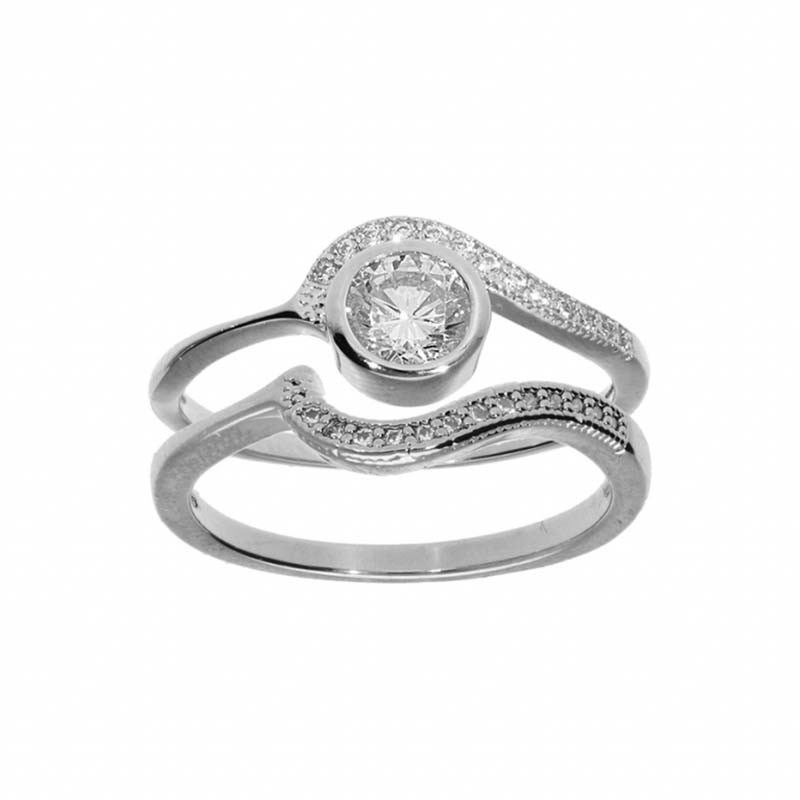 Bague femme duo vague en argent