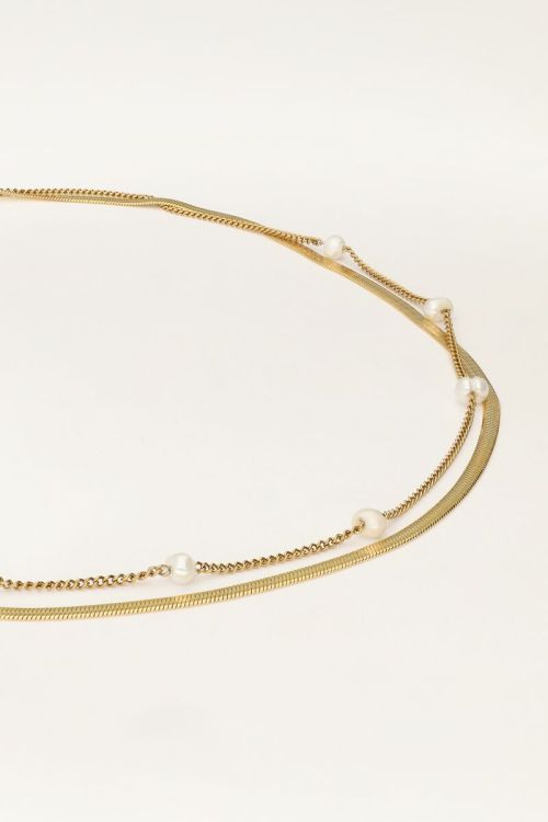 Platte schakelketting met parels