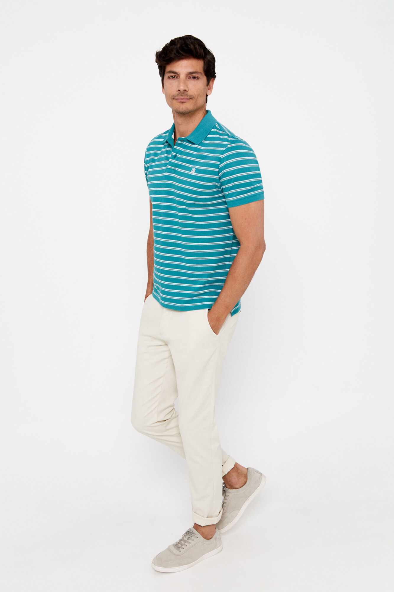 Camisa polo listrada - Verde
