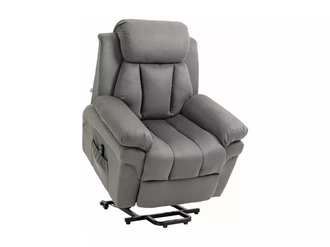 Fauteuil de relaxation électrique fauteuil releveur inclinable avec repose-pied ajustable tissu gris