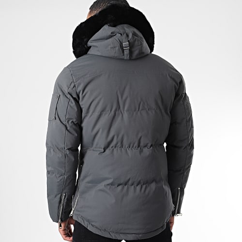 Parka Capuche Fourrure Gris