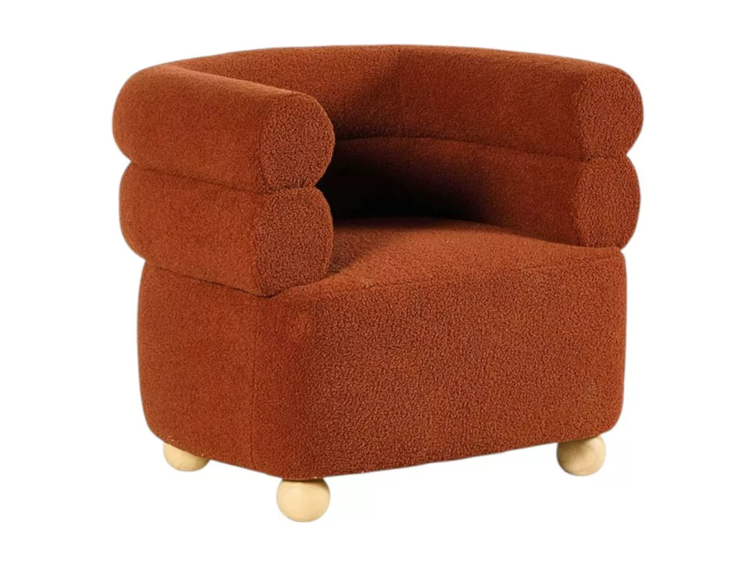 Fauteuil cabriolet design tissu bouclé terracotta IENA