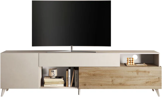 INOSIGN Lowboard »Monaco in Breite 241 cm, TV-Schrank mit Tür, Klappe und Schubkasten« Mediaboard – sanft schliessend, edel, mit Kabelkanal, spürbar geräumig