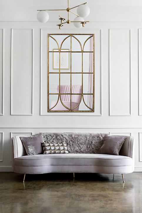 Miroir style art déco effet vieilli doré Windows L.65 x H.110 x ep.10 cm