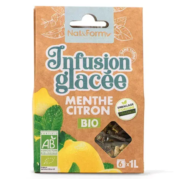 Nat & Form Organic Mint Lemon Iced Infusion, 6 sachês de 8 gramas