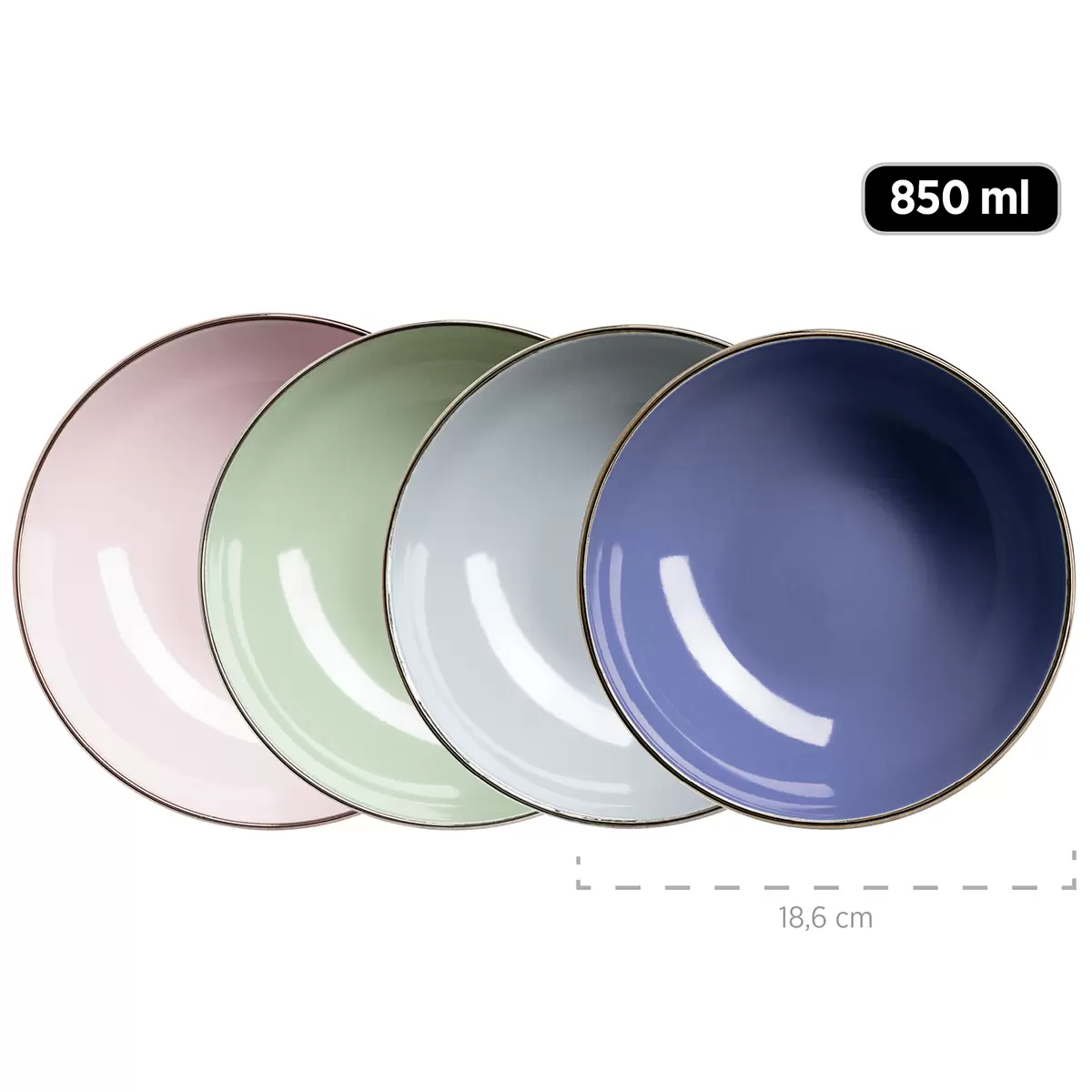 Kombiservice 16-tlg. METALLIC RIM blau,grün,rosa