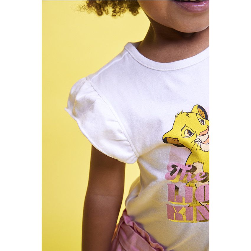 T-shirt manches courtes print Le Roi Lion Disney pour bébé fille - Blanc