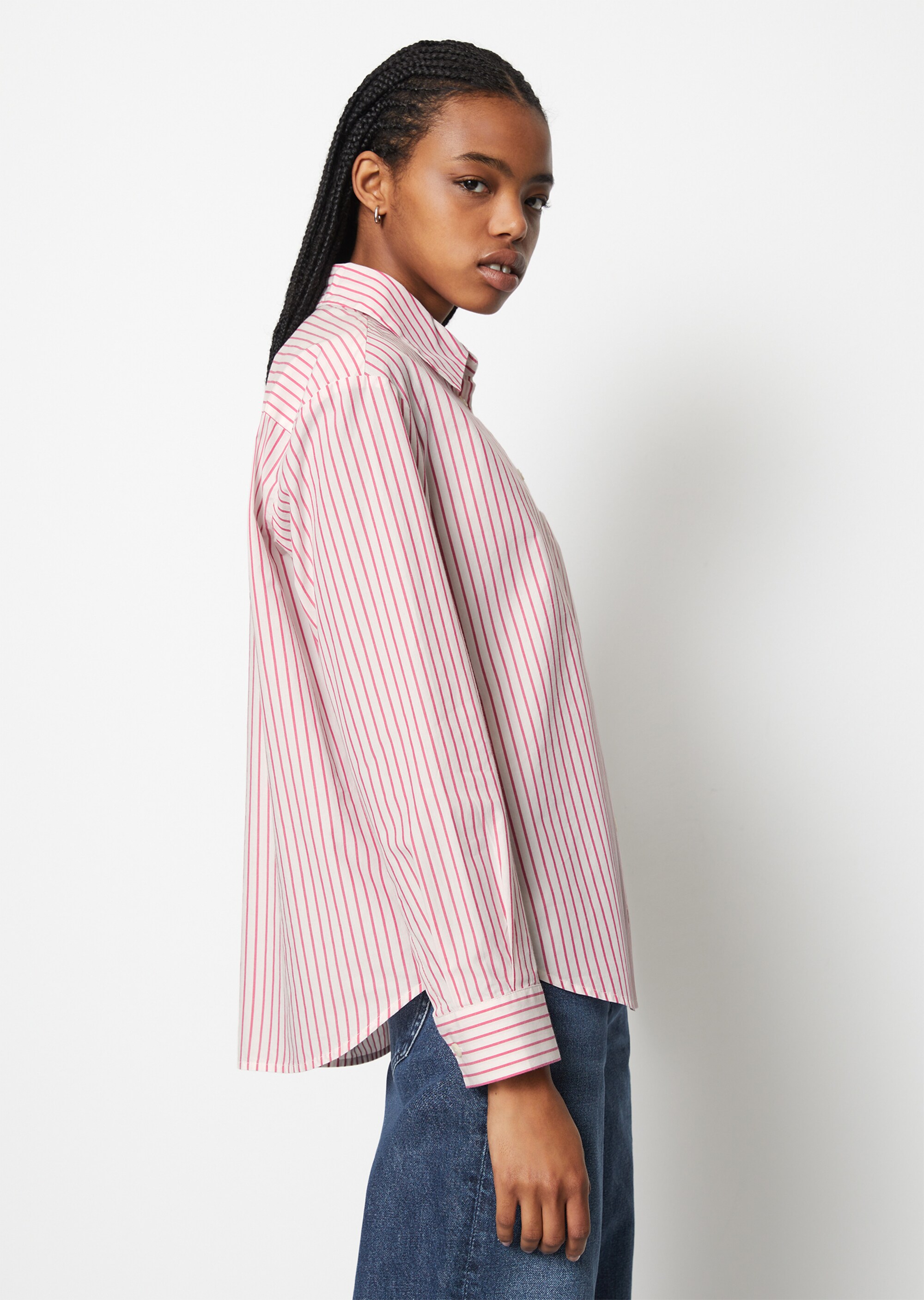 Streifen-Hemd loose aus reinem Organic Cotton