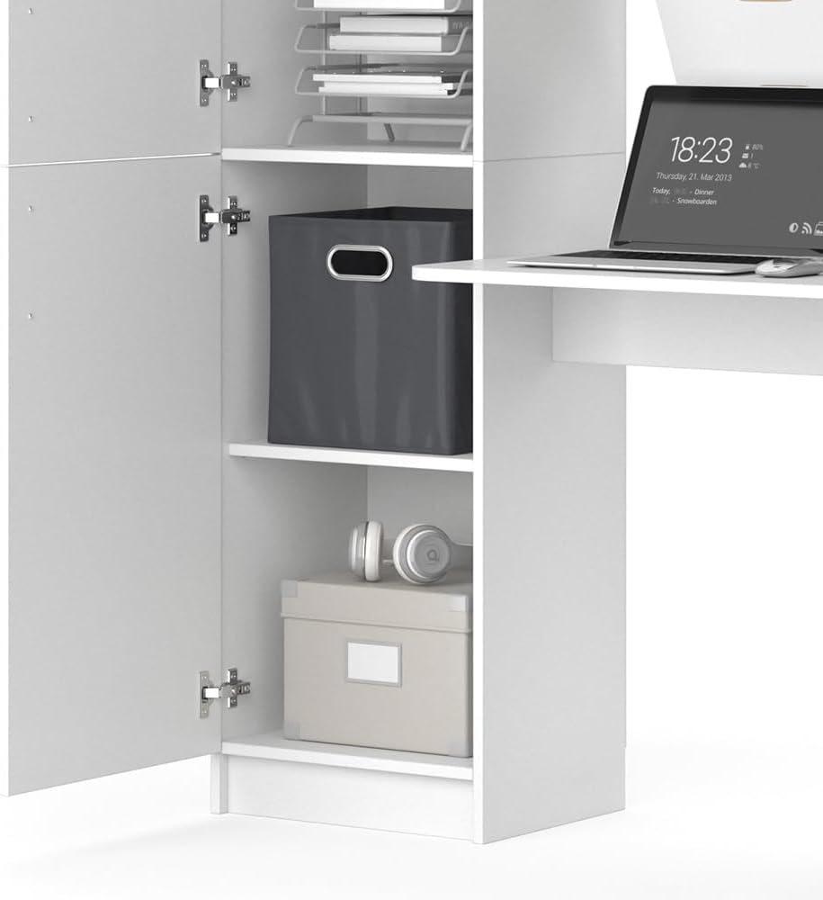 Vicco Schreibtisch Tessa, Arbeitstisch für das Büro, Weiß, 122.9 x 52 cm