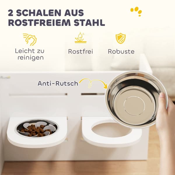 Hevet hundeskål, 3 nivåer høydejusterbar matskål for hunder med separat design, anti-slyngematte, fôringskål med 2 skåler i rustfritt stål, for alle s