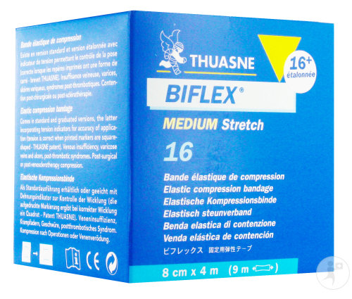 Thuasne Biflex Medium Stretch 16+ Étalonnée Bande Élastique De Compression 8cm x 4m Pièce 1