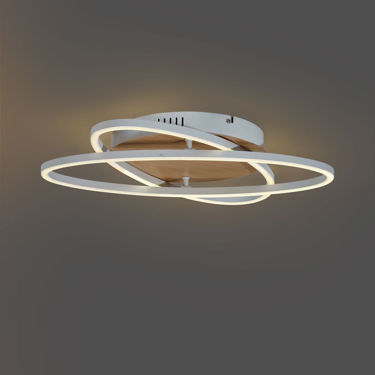Plafondlamp wit met hout incl. LED 3-staps dimbaar 2-lichts - Kane