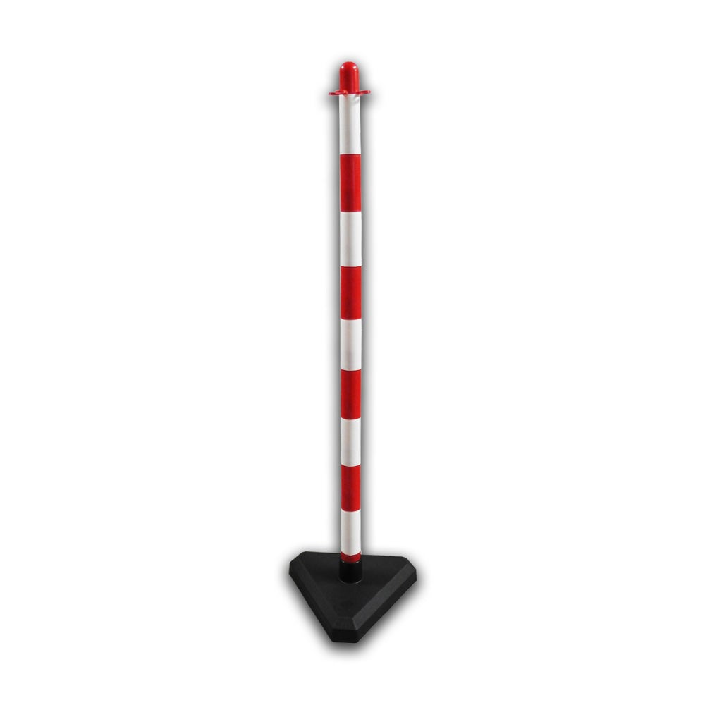UvV kettingpaal Lugano 3kg betonvoet rood wit incl. 2,5m ketting per paal / 1 set / 90 cm