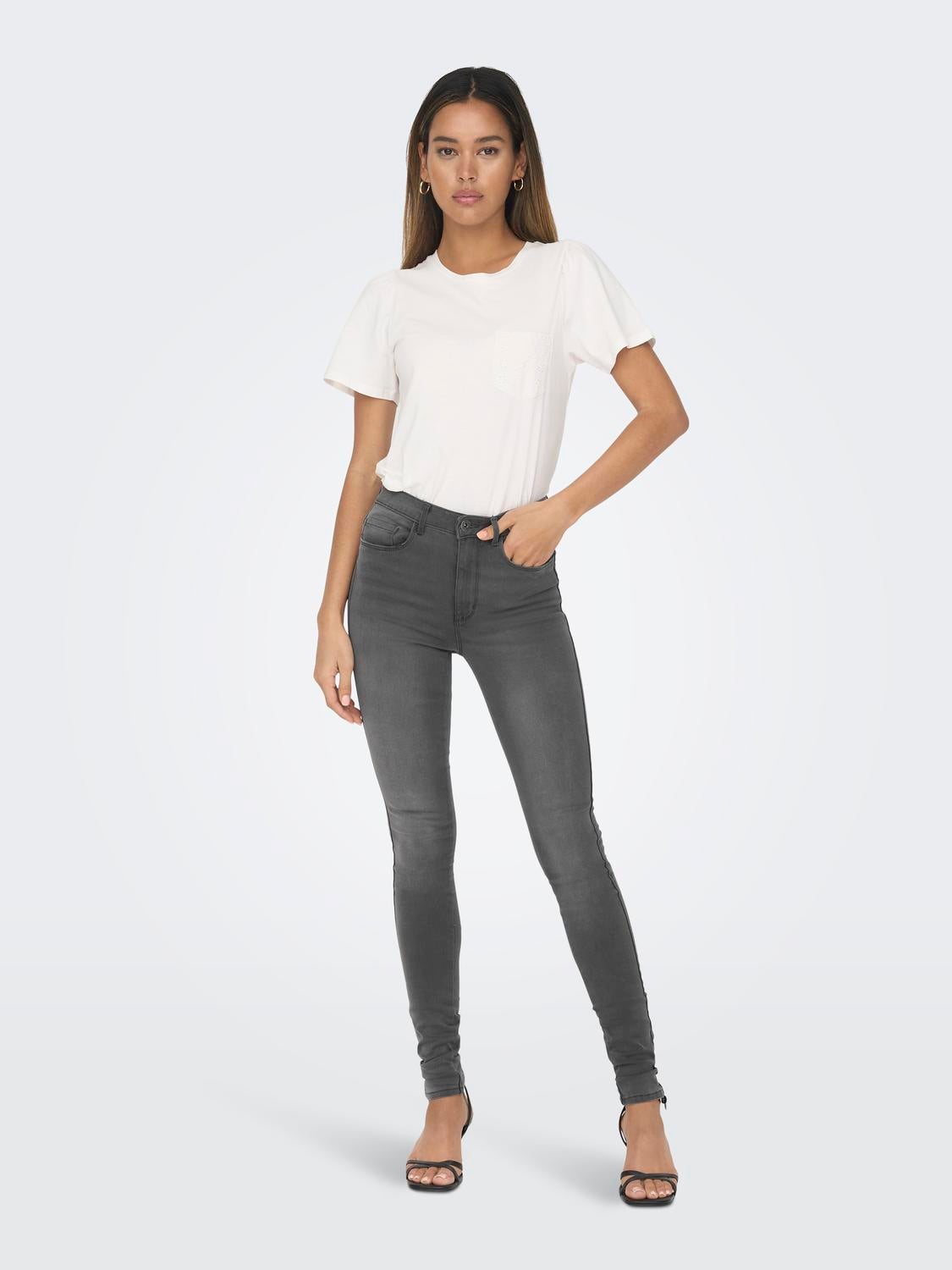 ONLROYAL Hohe Taille Skinny Fit Jeans Dark Grey Denim