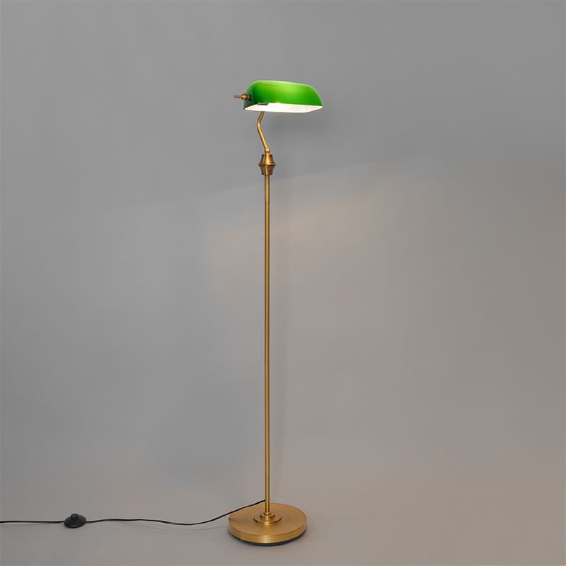 Smart notaris vloerlamp brons met groen glas incl. Wifi A60 - Banker