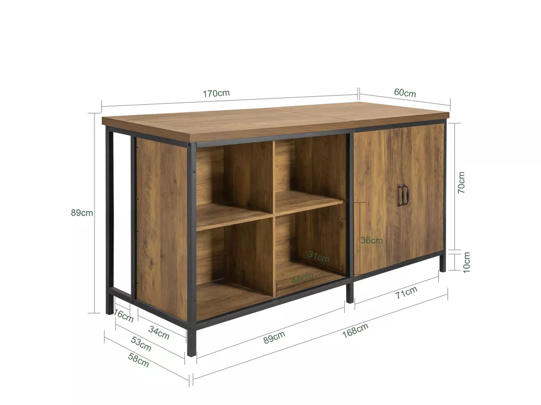 Placard De Cuisine Buffet De Rangement Armoire De Cuisine Avec 2 Portes, 4 Compartiments, Knl01-f